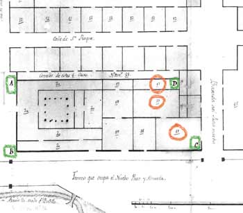 Plano de la época del barrio de San Roque